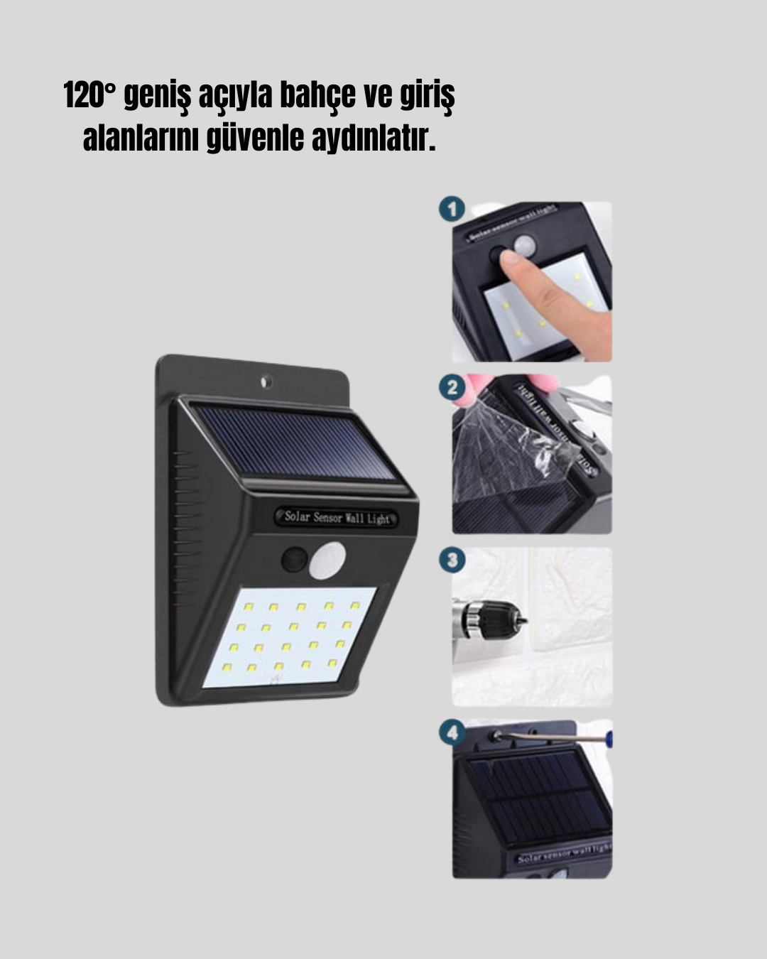 Kablo Gerektirmeyen Solar LED Bahçe ve Veranda Işığı - Görsel 3