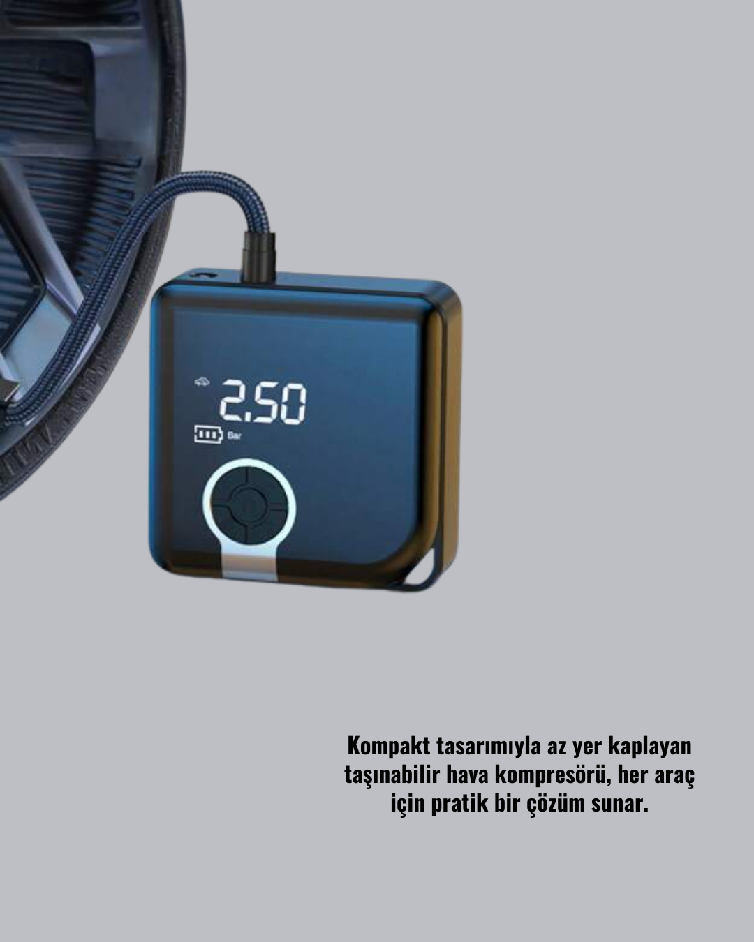 Dijital Ekranlı Taşınabilir Akıllı Araç Hava Kompresörü - Görsel 3