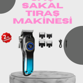 Profesyonel Saç Kesme Makinesi – 2000 mAh Şarjlı LCD Ekranlı