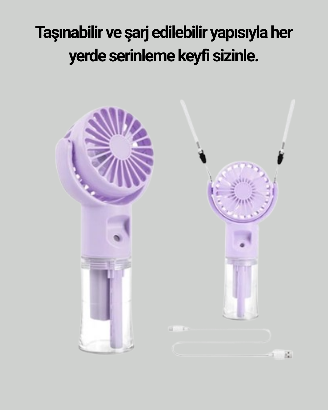 Taşınabilir Şarjlı Su Buharlı Mini Klima Fan - Görsel 3