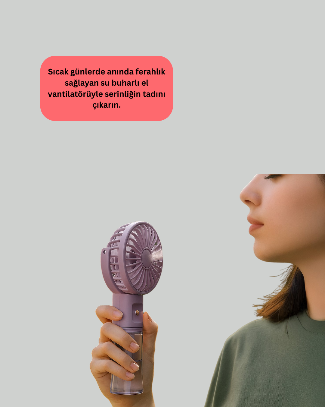 Masaüstü ve Elde Kullanıma Uygun Su Buharlı Şarjlı Fan - Görsel 2