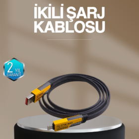 Hızlı Şarj Destekli 65W Örgülü USB-C ve USB-A Çoklu Şarj Kablosu