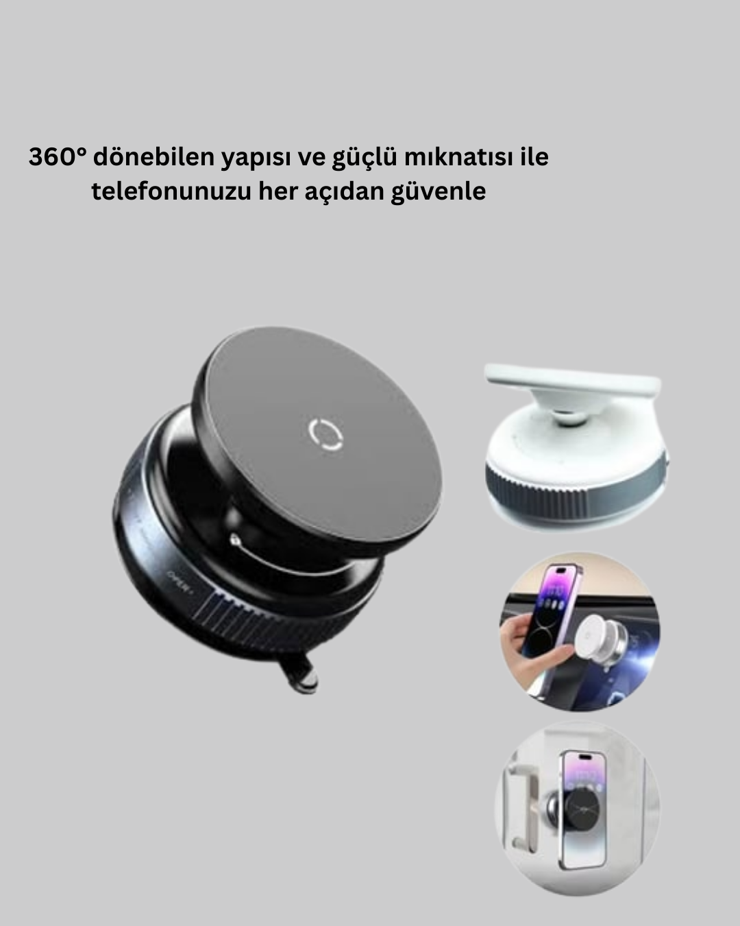 16 Mıknatıslı Araç Telefon Tutucu Kaymaz ve Güvenli - Görsel 2