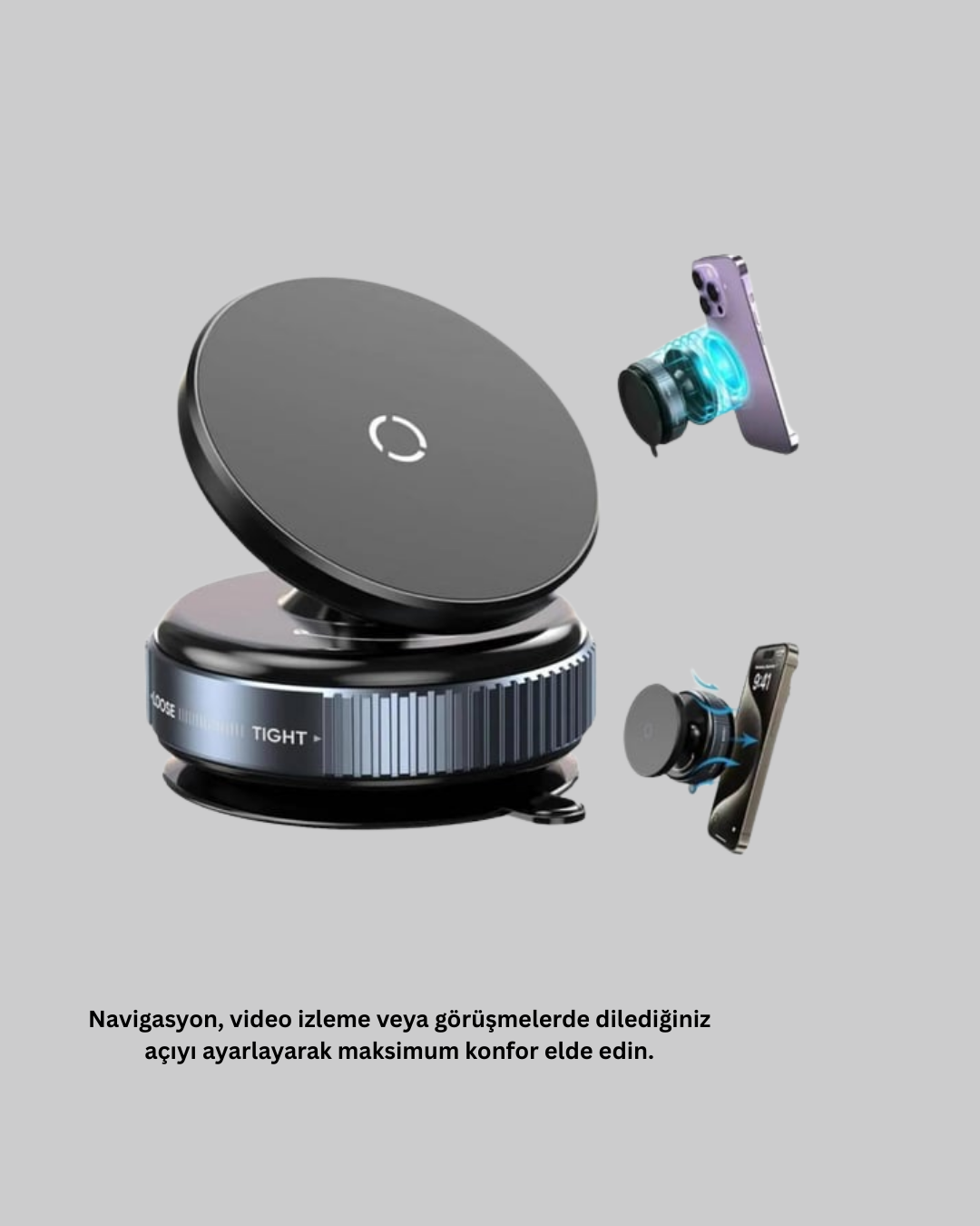 16 Mıknatıslı Araç Telefon Tutucu Kaymaz ve Güvenli - Görsel 3