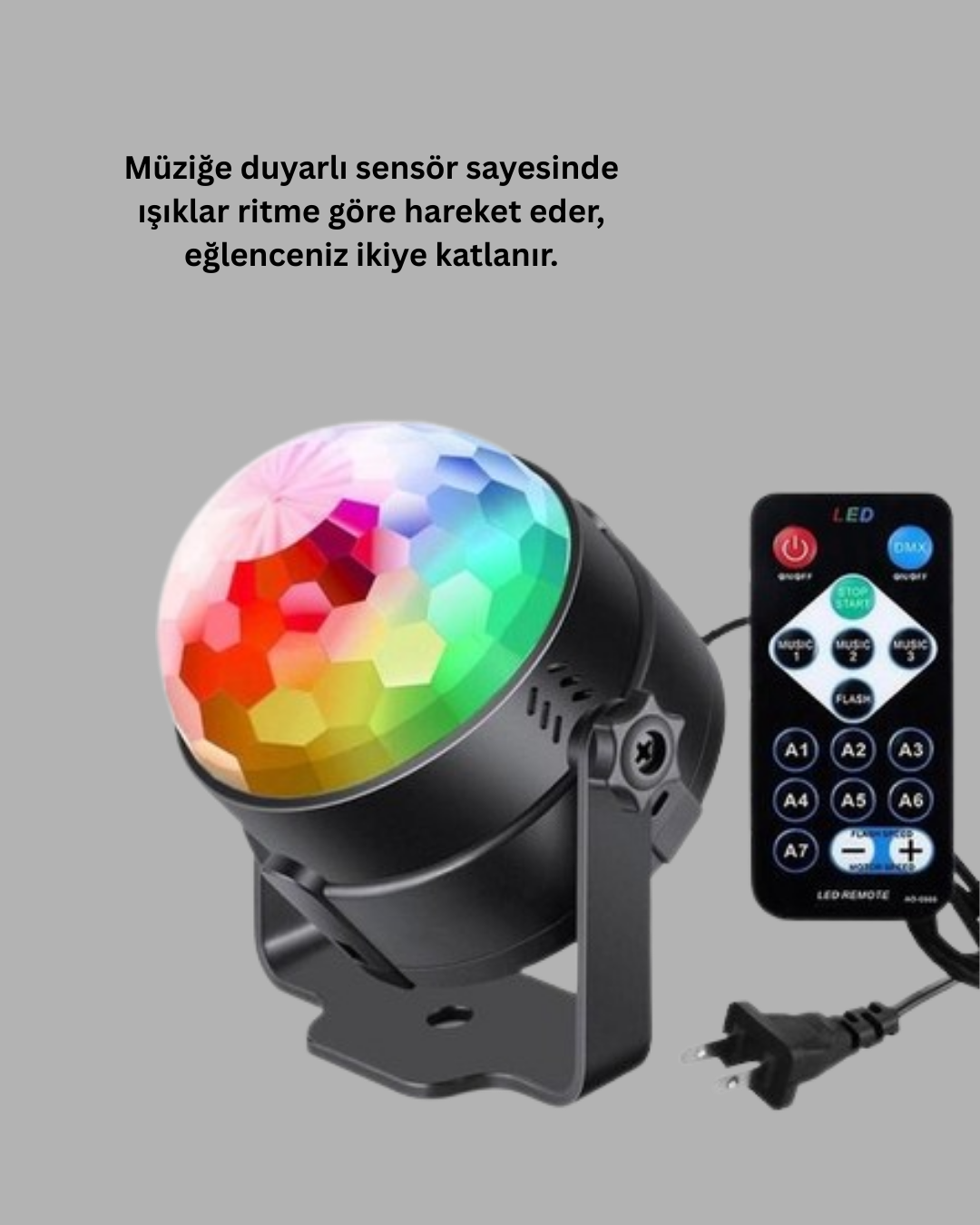 RGB LED Disko Küresi 7 Modlu Uzaktan Kumandalı - Görsel 4