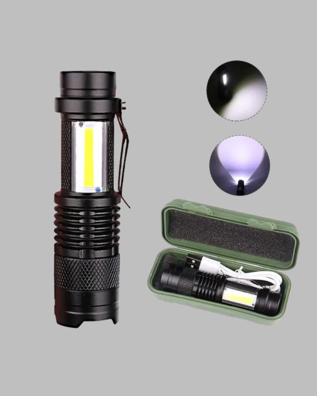 Şarjlı Mini LED El Feneri 2000 Lümen Su Geçirmez - Görsel 4