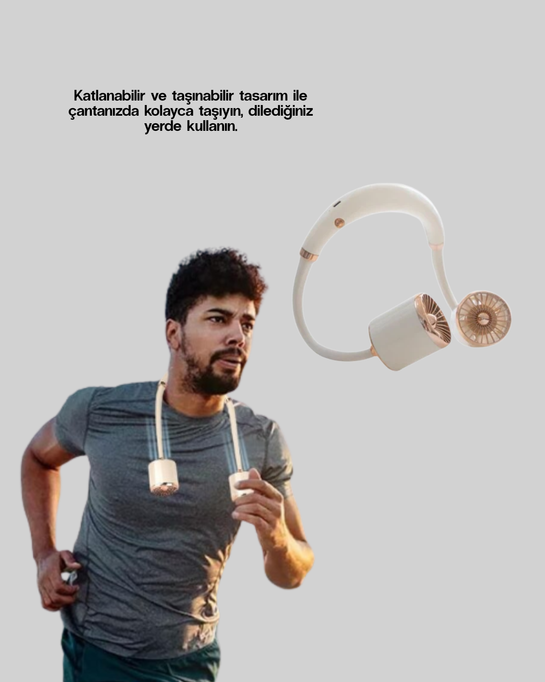 Katlanabilir Asılabilir Mini Fan USB Şarjlı 3 Kademeli Sessiz - Görsel 5