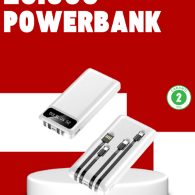 20.000mAh PD Powerbank LED Işık LCD Ekran Dahili Kablo Çoklu Giriş