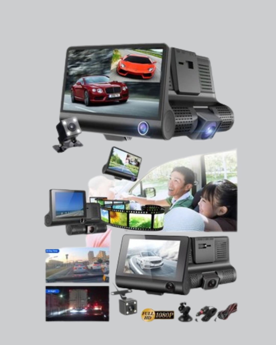 Full HD 1080P 3 Kameralı Araç DVR – Gece Görüşlü ve G-Sensörlü Güvenlik Çözümü - Görsel 2