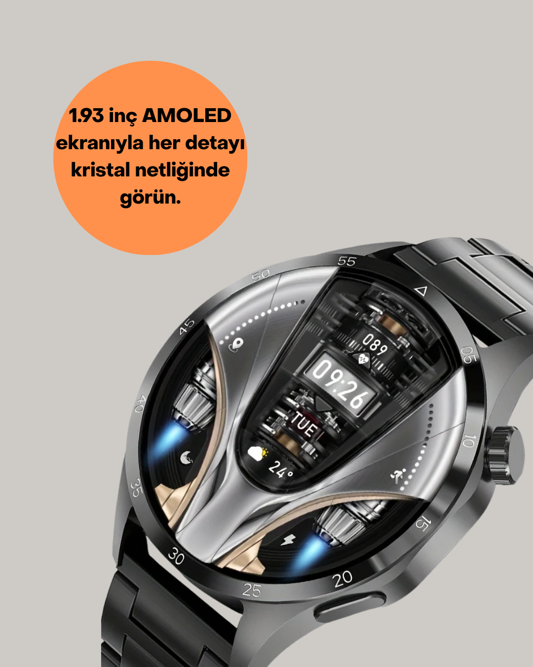 Şık Metal Kasa ve Değiştirilebilir Kordonlarla SW80 Smartwatch - Görsel 2