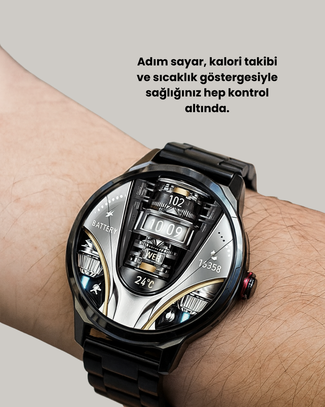 Şık Metal Kasa ve Değiştirilebilir Kordonlarla SW80 Smartwatch - Görsel 4
