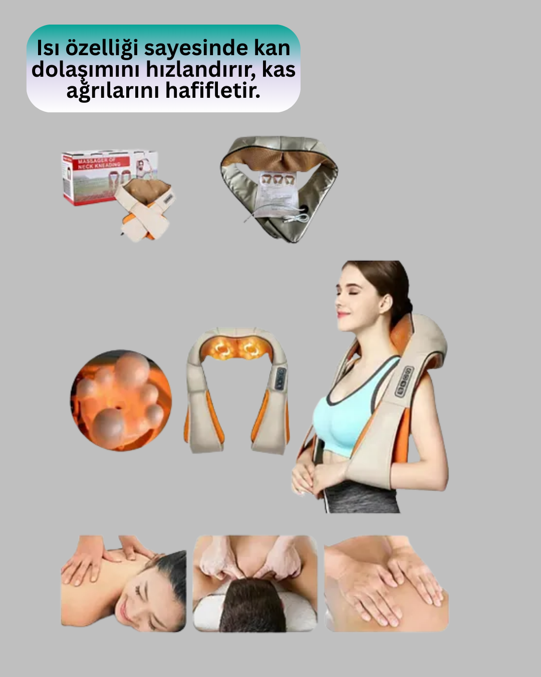 Isıtma Fonksiyonlu Ovmalı Boyun Omuz ve Vücut Masaj Cihazı Rahatlatıcı - Görsel 2