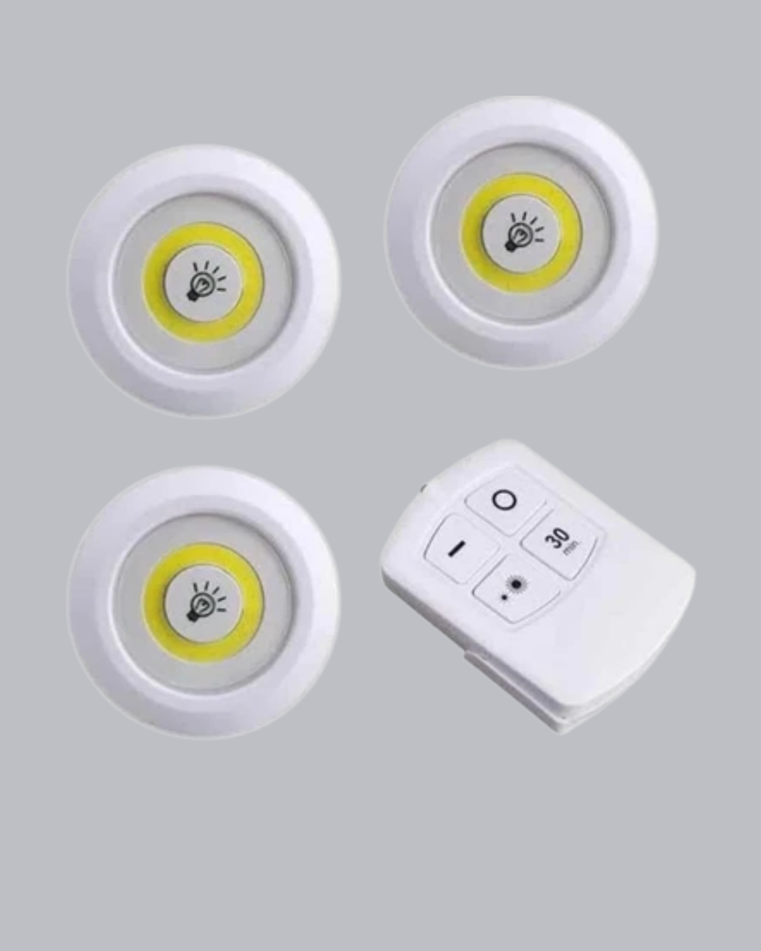 3 Lü Pilli Kablosuz Led Spot Lamba Seti Kumandalı Kolay Montaj Aydınlatma - Görsel 4