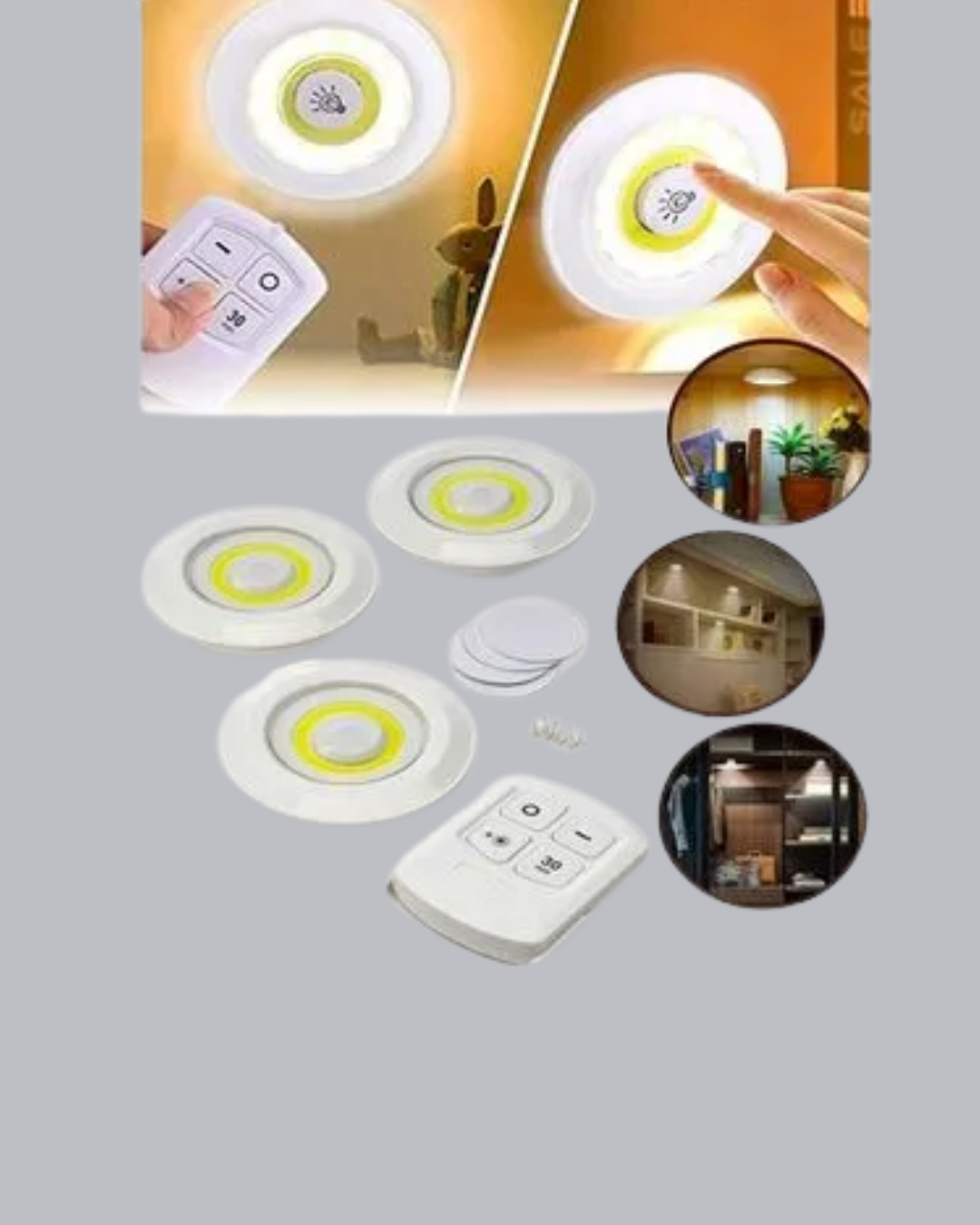 Kablosuz 3 Lü Spot Led Lamba Seti Uzaktan Kumandalı Enerji Tasarruflu Aydınlatma - Görsel 5