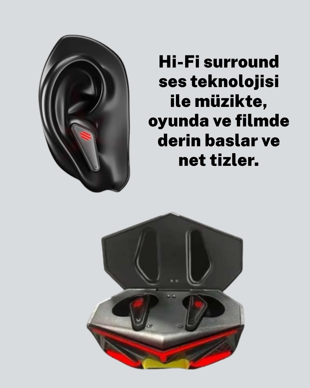Bluetooth 5.0 Kablosuz Gaming Kulaklık Suya Dayanıklı - Görsel 4