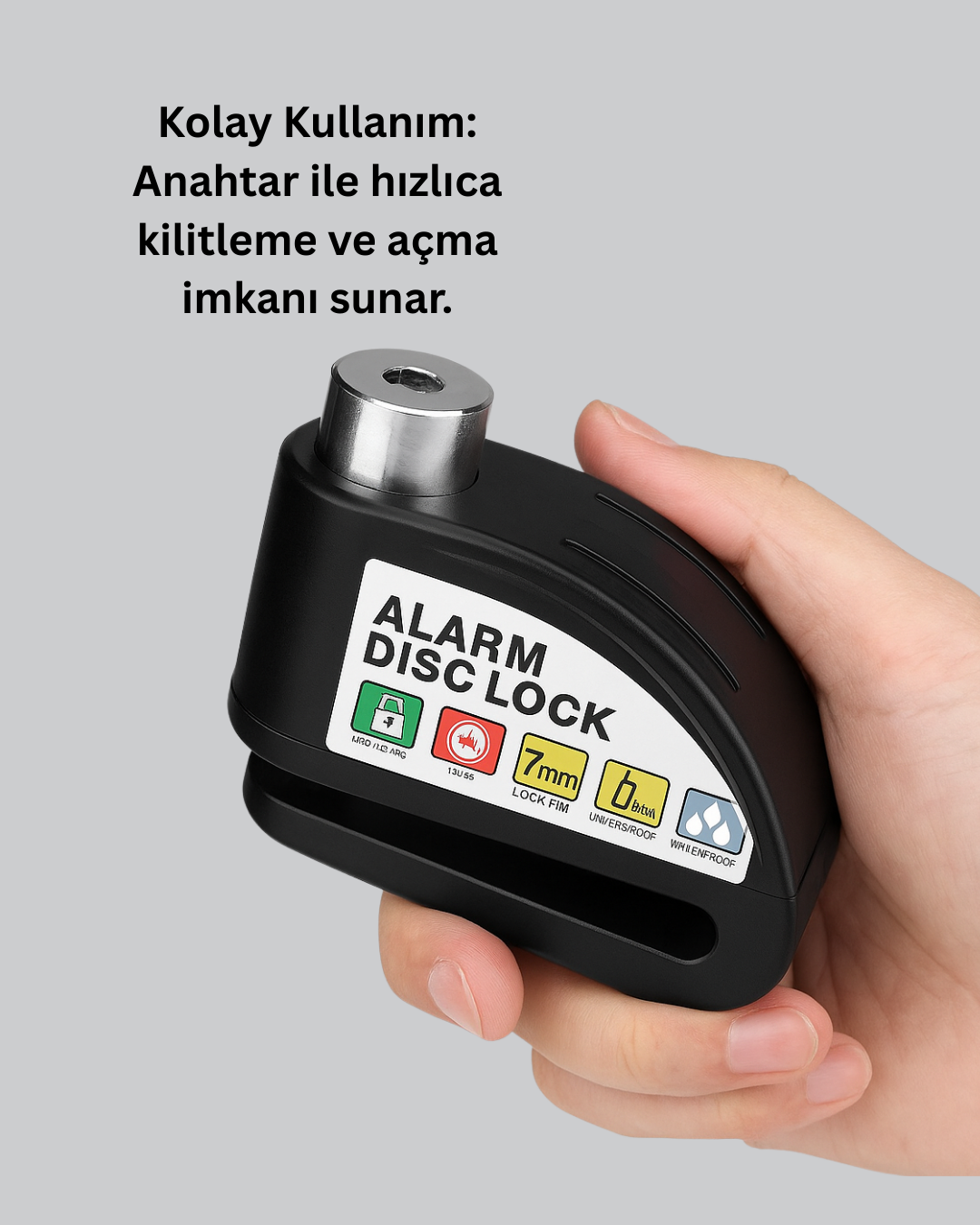 Motosiklet Scooter Bisiklet Tekerlek Disk Kilidi Alarmlı Güvenlik - Görsel 4