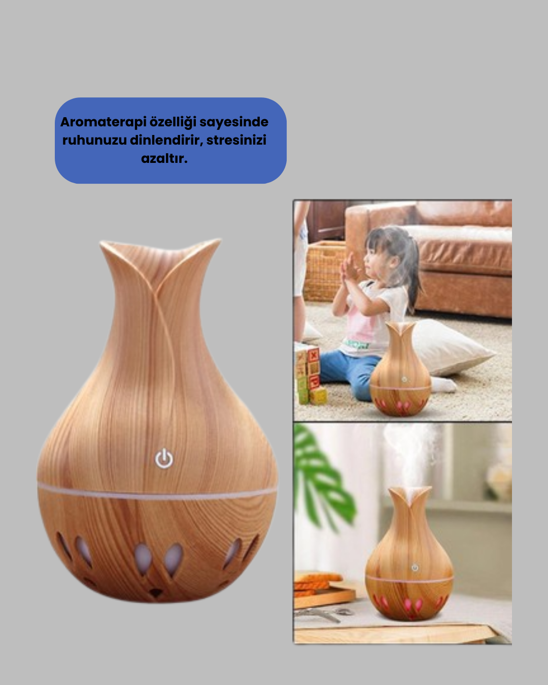 130ml Su Depolu USB Güçlü Kompakt Masaüstü Nemlendirici Difüzör - Görsel 3