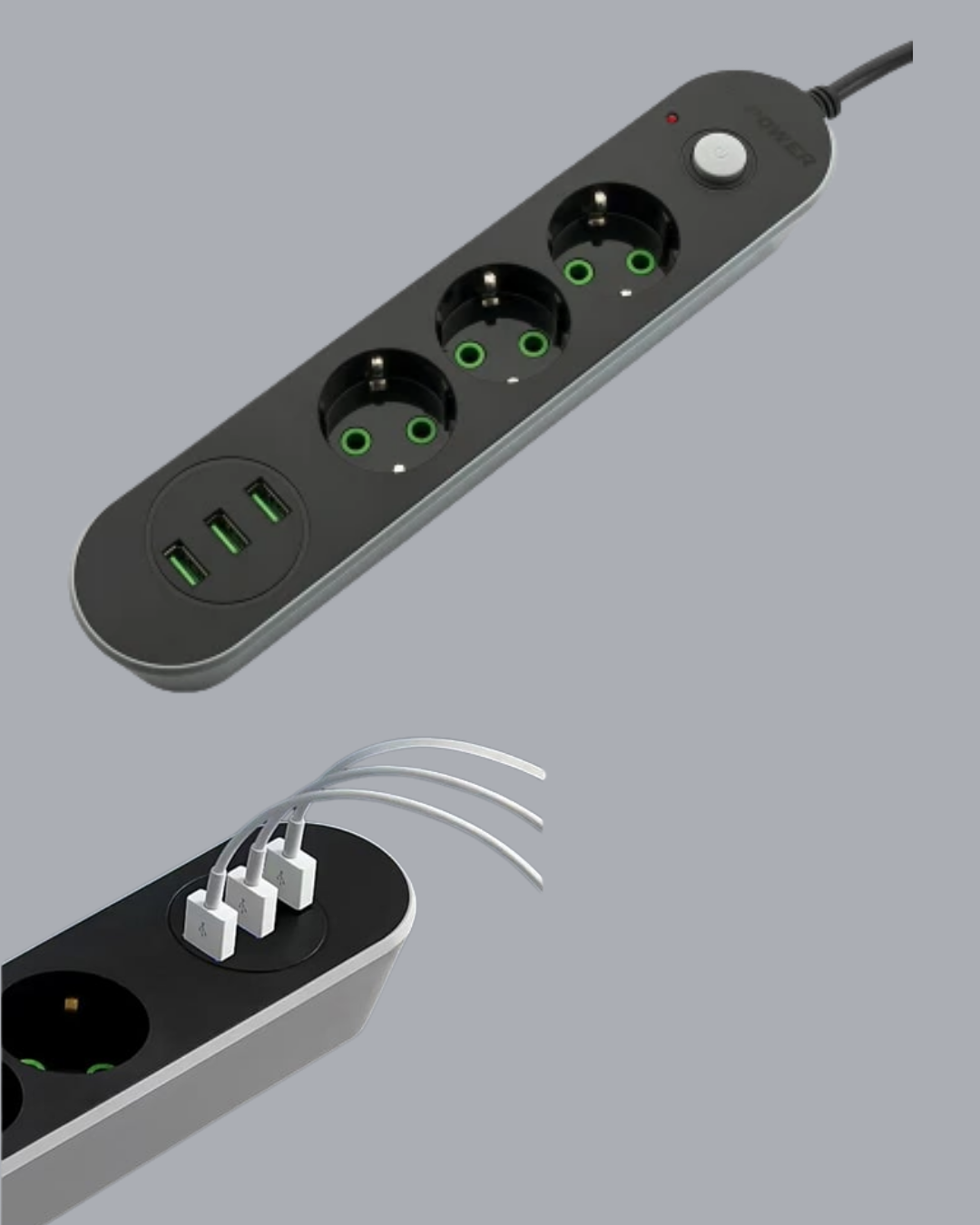 3 USB Çıkışlı Hızlı Şarjlı Anahtarlı Üçlü Priz - Görsel 4