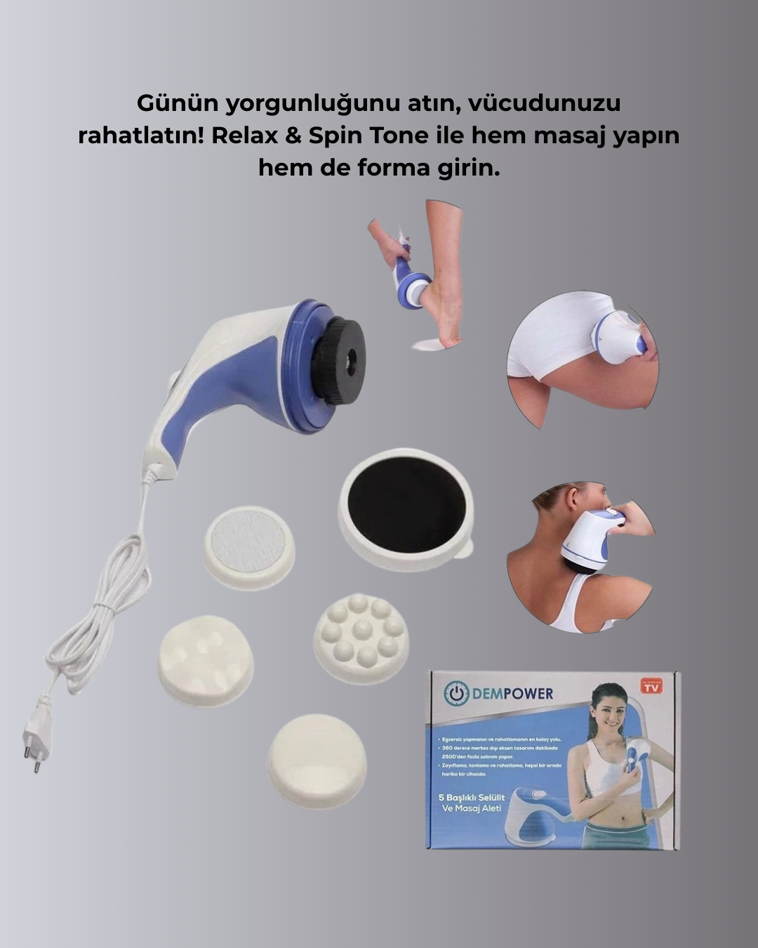 Elektrikli Yağ Yakıcı Masaj Aleti 5 Başlıklı Vücut Şekillendirici - Görsel 2