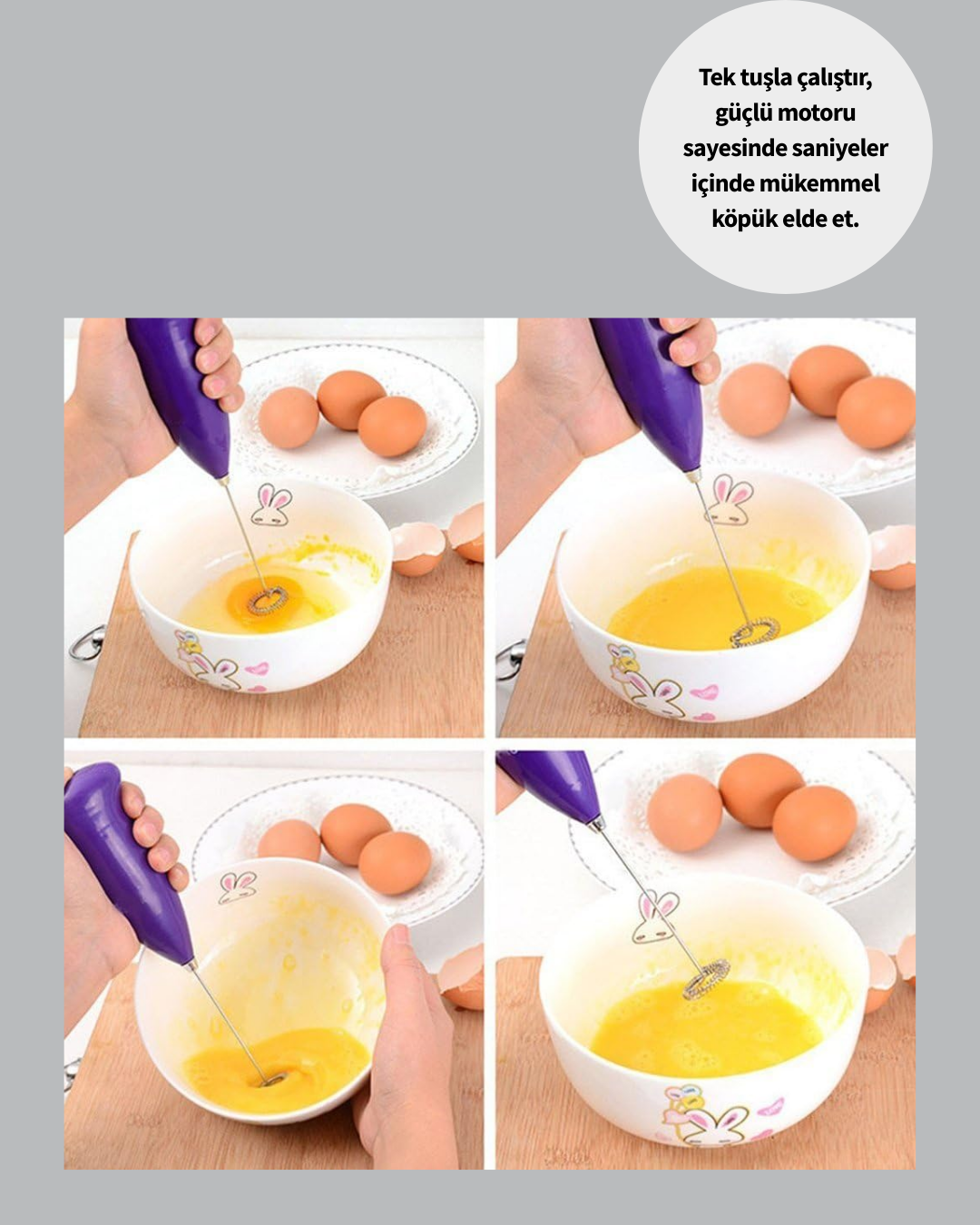 Mutfak İçin Mini El Mikseri – Kahve Süt Krema ve Sos Karıştırıcı - Görsel 2