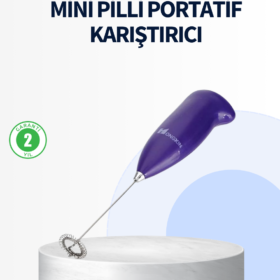 Mini Pilli Portatif Karıştırıcı – Cappuccino Latte Frappe ve Kahve Köpürtücü