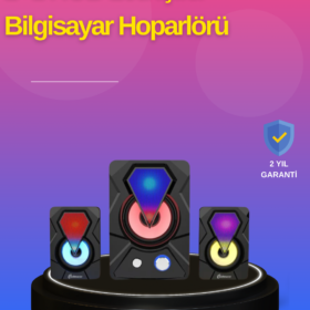2.1 Kanal RGB LED Oyun Hoparlörü Subwoofer Destekli