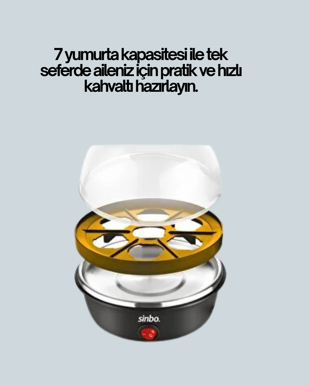 7 Yumurtalık Buharlı Yumurta Pişirme Cihazı Otomatik Kapanma Özellikli - Görsel 2