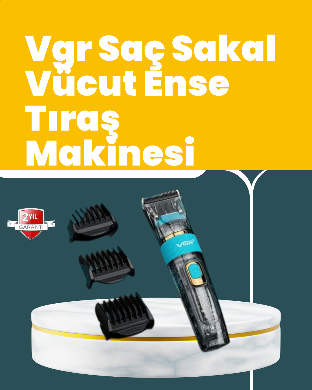 VGR V-695 Saç ve Sakal Kesme Makinesi LED Ekranlı 5 Uzunluk Ayarı