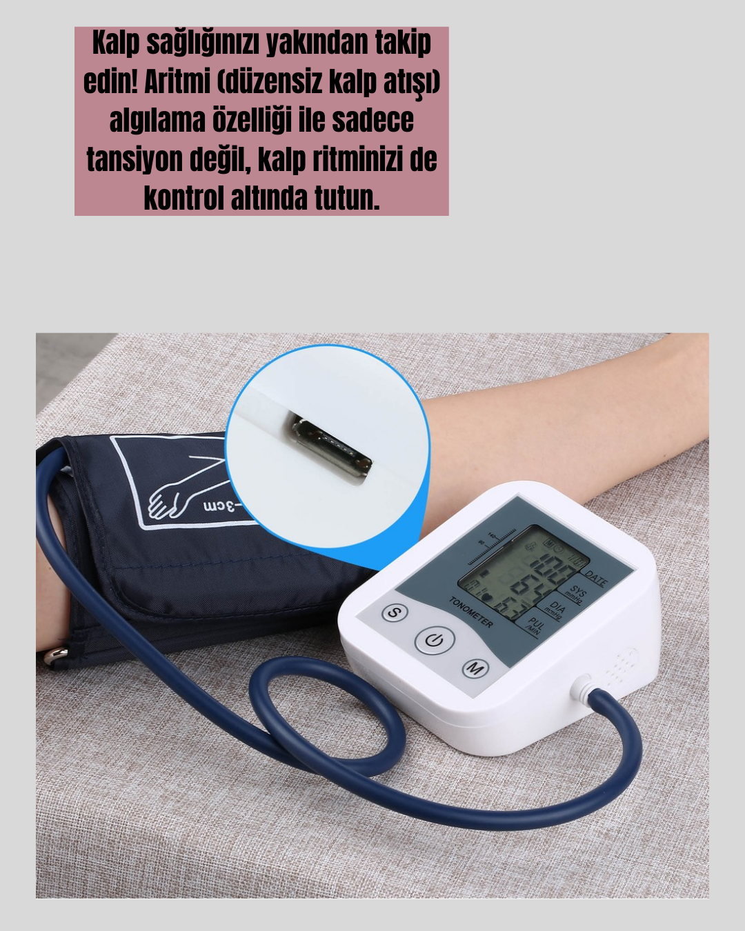 Kol Tipi LCD Ekranlı Elektronik Tansiyon Monitörü - Görsel 4