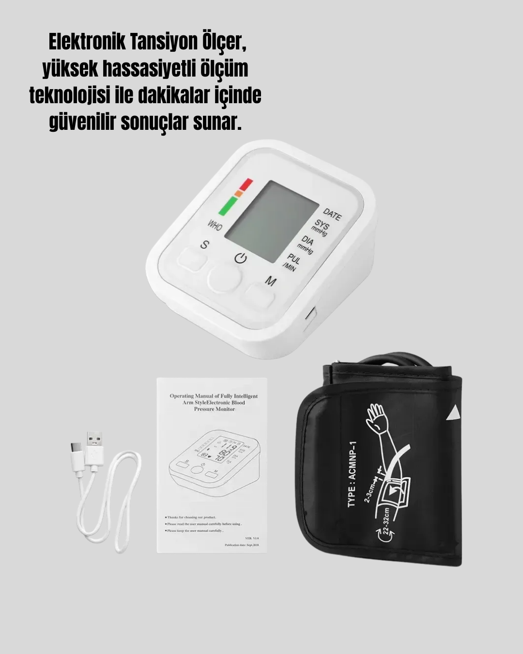 Elektronik Tansiyon Ölçer LCD Dijital Ekranlı - Görsel 5