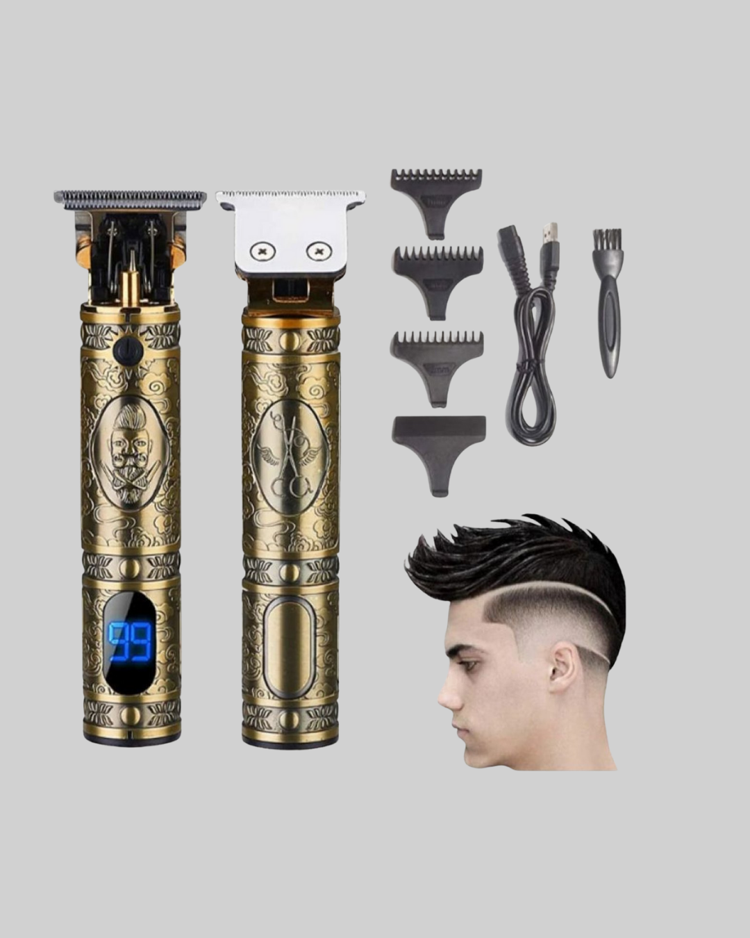 LCD Ekranlı Şarjlı Tıraş Makinesi Erkek Saç Sakal Kesme - Görsel 4