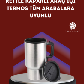 12V Çakmak Girişli Araç İçi Isıtıcı Paslanmaz Çelik Bardak