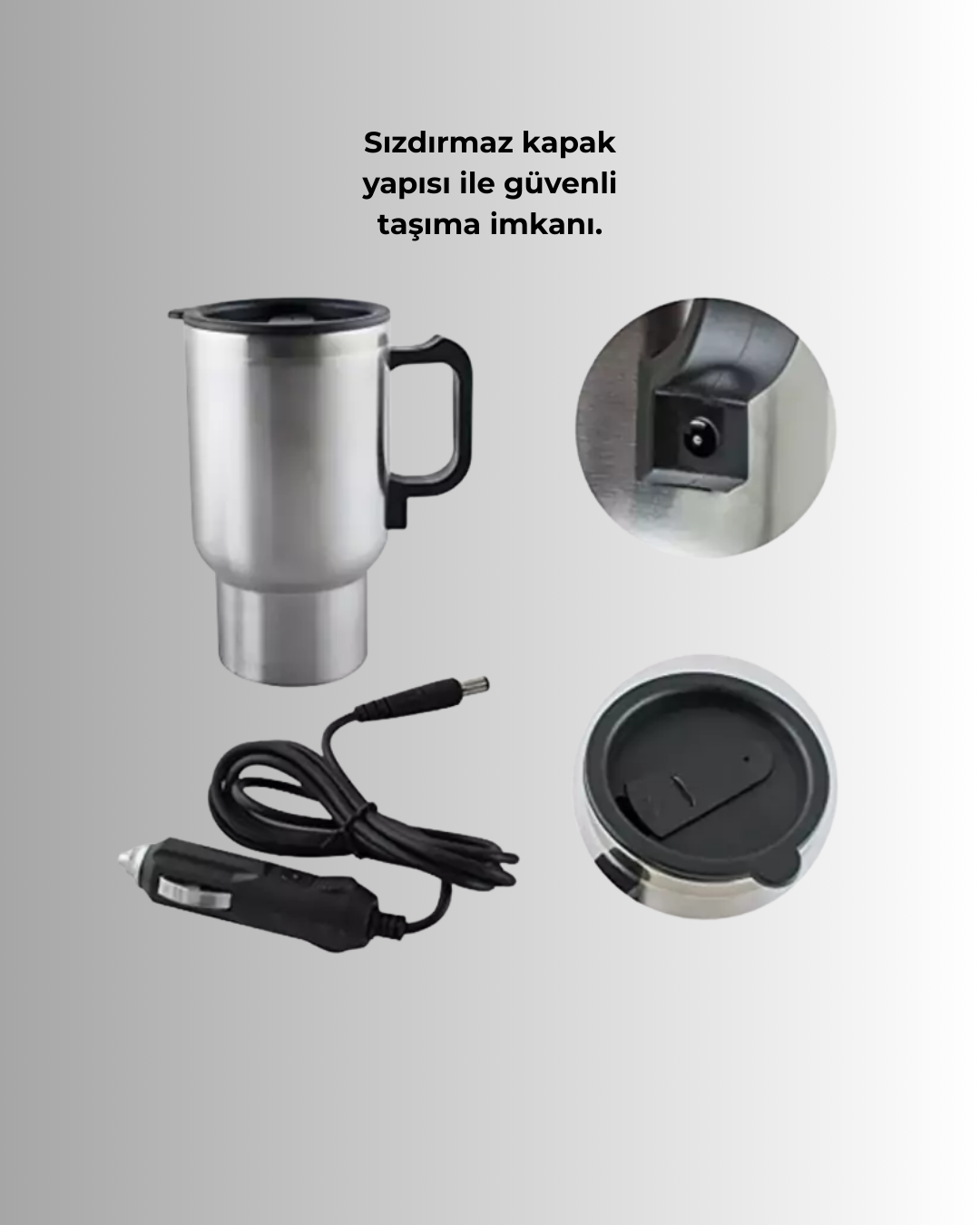 Paslanmaz Çelik Araç İçi Kahve ve Çay Isıtıcı Termos - Görsel 4