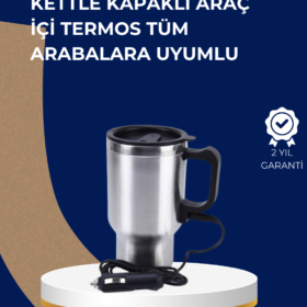 Araç İçi Paslanmaz Çelik Isıtıcı Termos Bardak 12V Çakmak Girişli