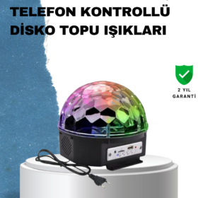 Taşınabilir RGB Disko Topu Bluetooth ve Uzaktan Kumanda Özellikli