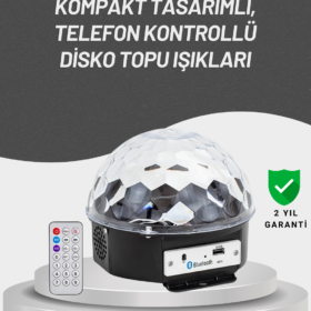 Uzaktan Kumandalı RGB LED Disko Topu Bluetooth Hoparlörlü