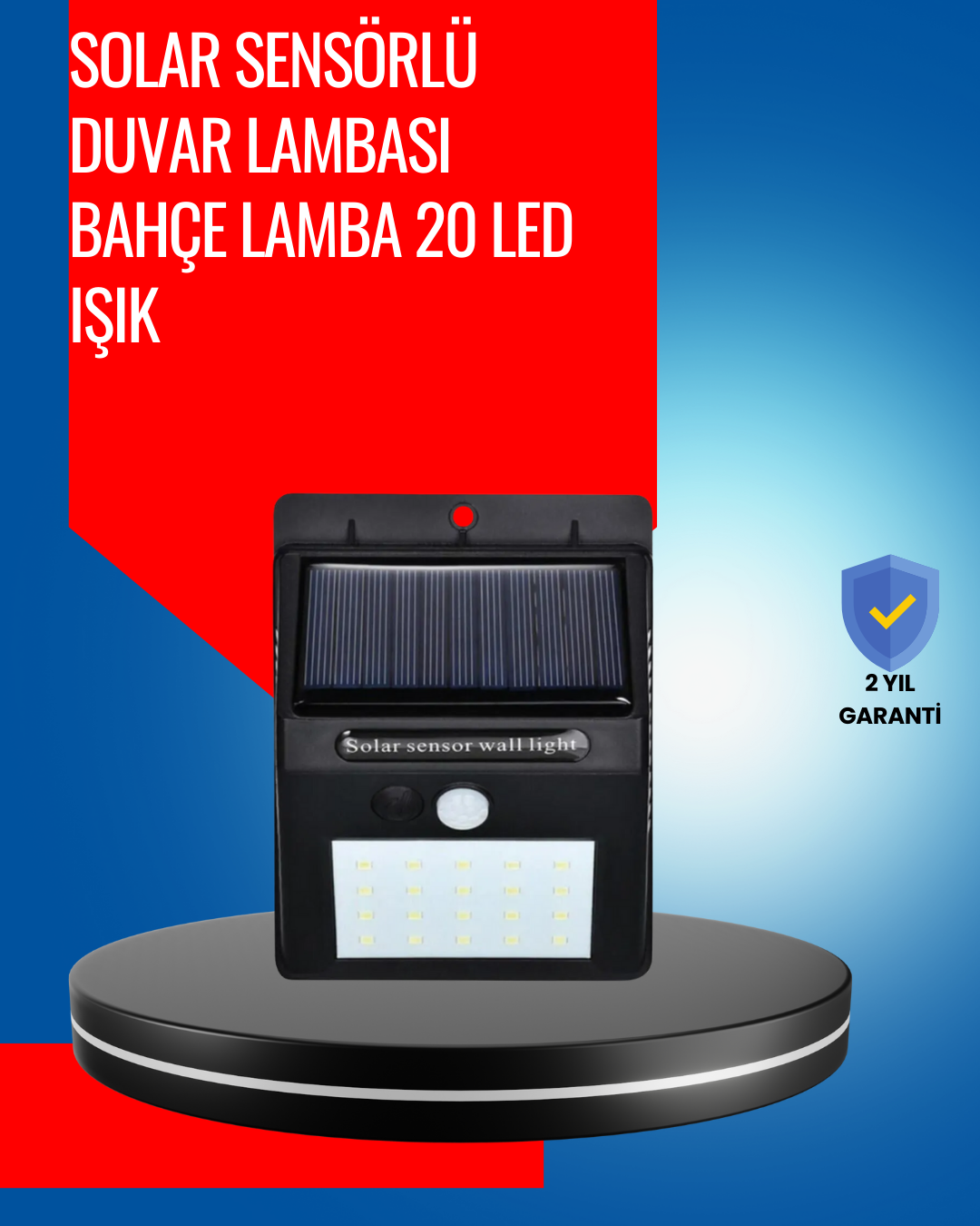Solar Enerjiyle Çalışan IP65 Su Geçirmez 20 LED Duvar Lambası