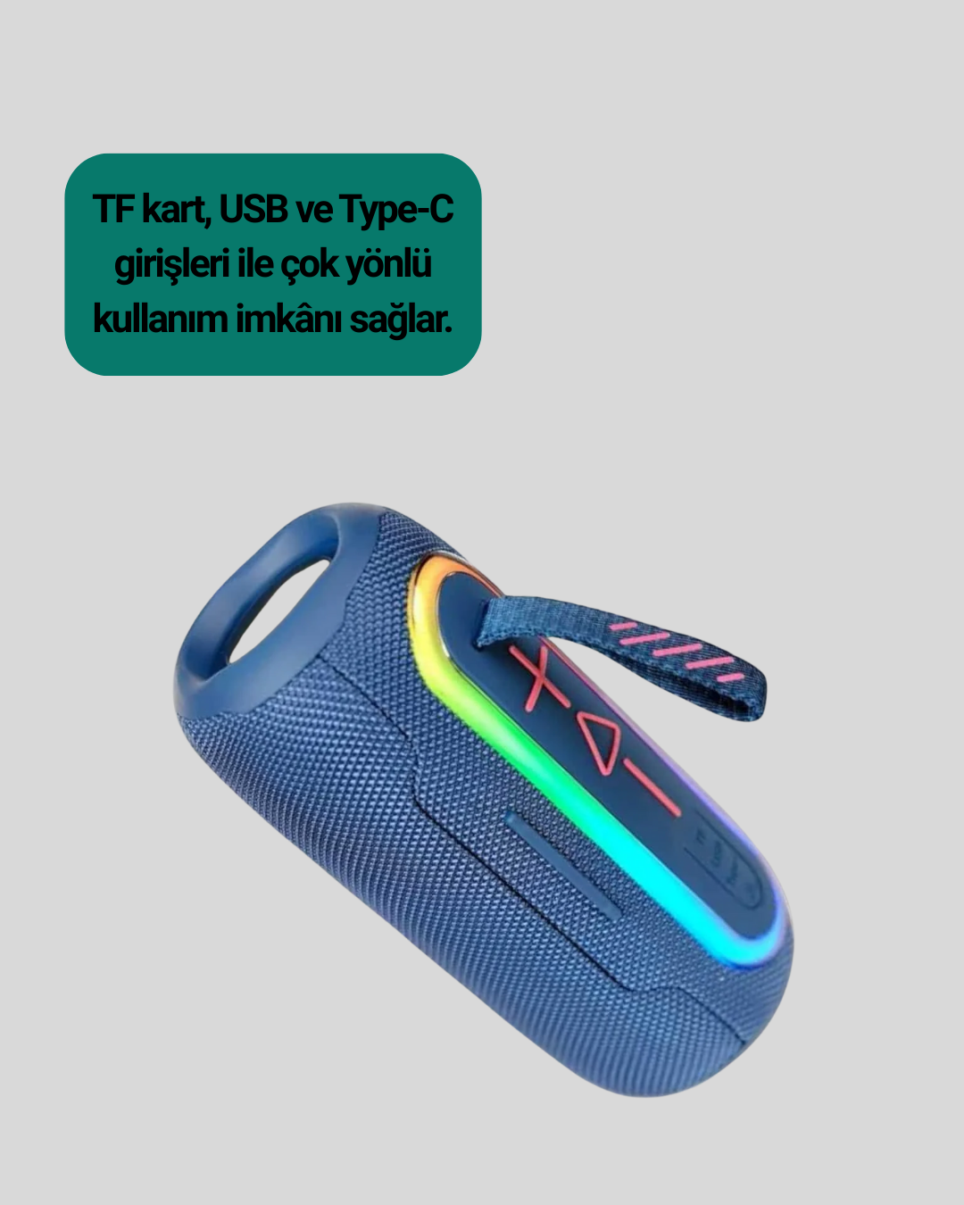 Renkli LED Işıklı Kablosuz Hoparlör IP67 Sertifikalı - Görsel 3