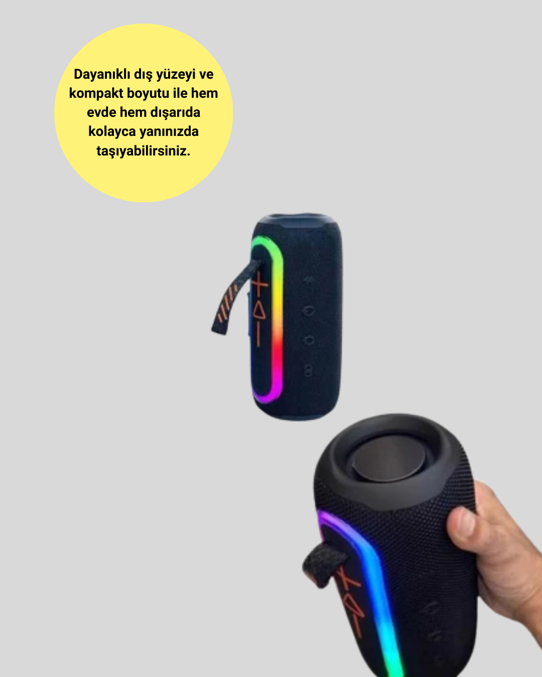 Renkli LED Işıklı Kablosuz Hoparlör IP67 Sertifikalı - Görsel 4