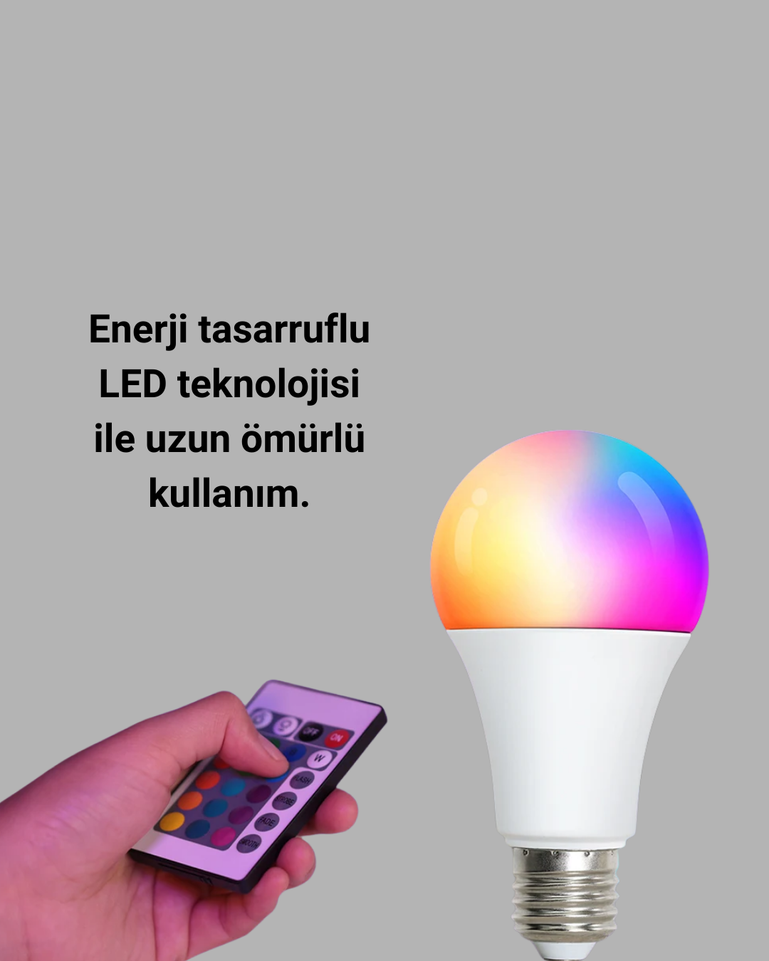 Renk Değiştiren RGB LED Ampul 16 Renk Uzaktan Kumandalı 2025 Model - Görsel 5