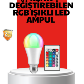 RGB Uzaktan Kumandalı LED Ampul 16 Renkli A Kalite Orijinal
