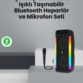 Taşınabilir Şarjlı Hoparlör USB SD Kart AUX Girişli