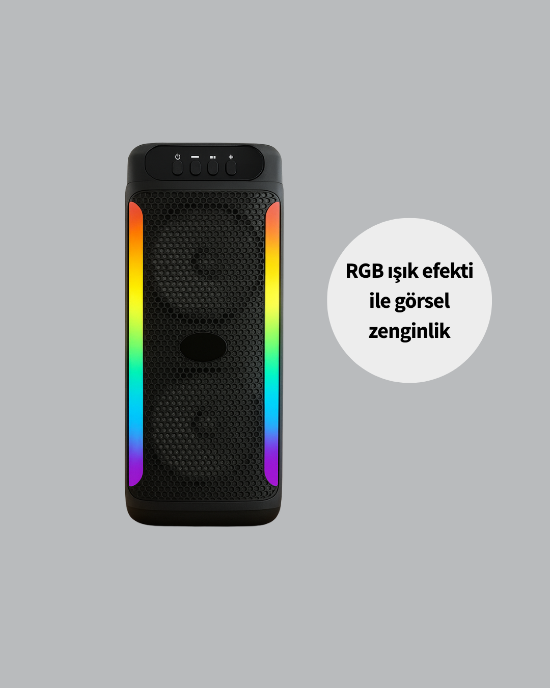 Çift 4 inç Hoparlörlü RGB Işıklı Bluetooth Ses Sistemi - Görsel 3