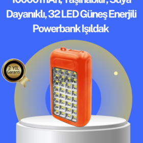 Suya Dayanıklı Güneş Paneli Destekli Powerbank ve Işıldak