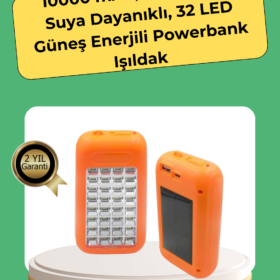10000 mAh Güneş Enerjili Taşınabilir Şarj Cihazı ve Aydınlatma Cihazı