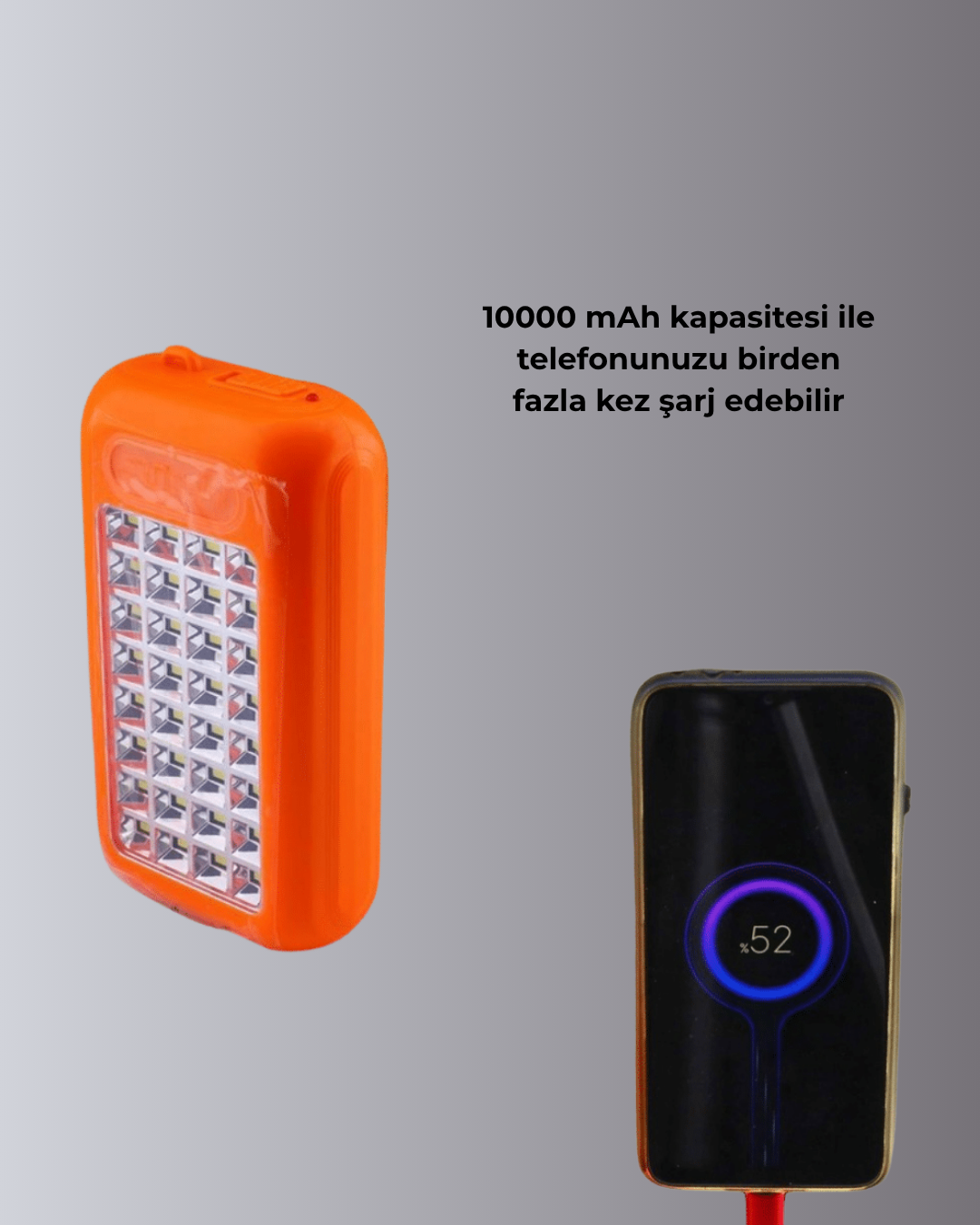 10000 mAh Güneş Enerjili Taşınabilir Şarj Cihazı ve Aydınlatma Cihazı - Görsel 3