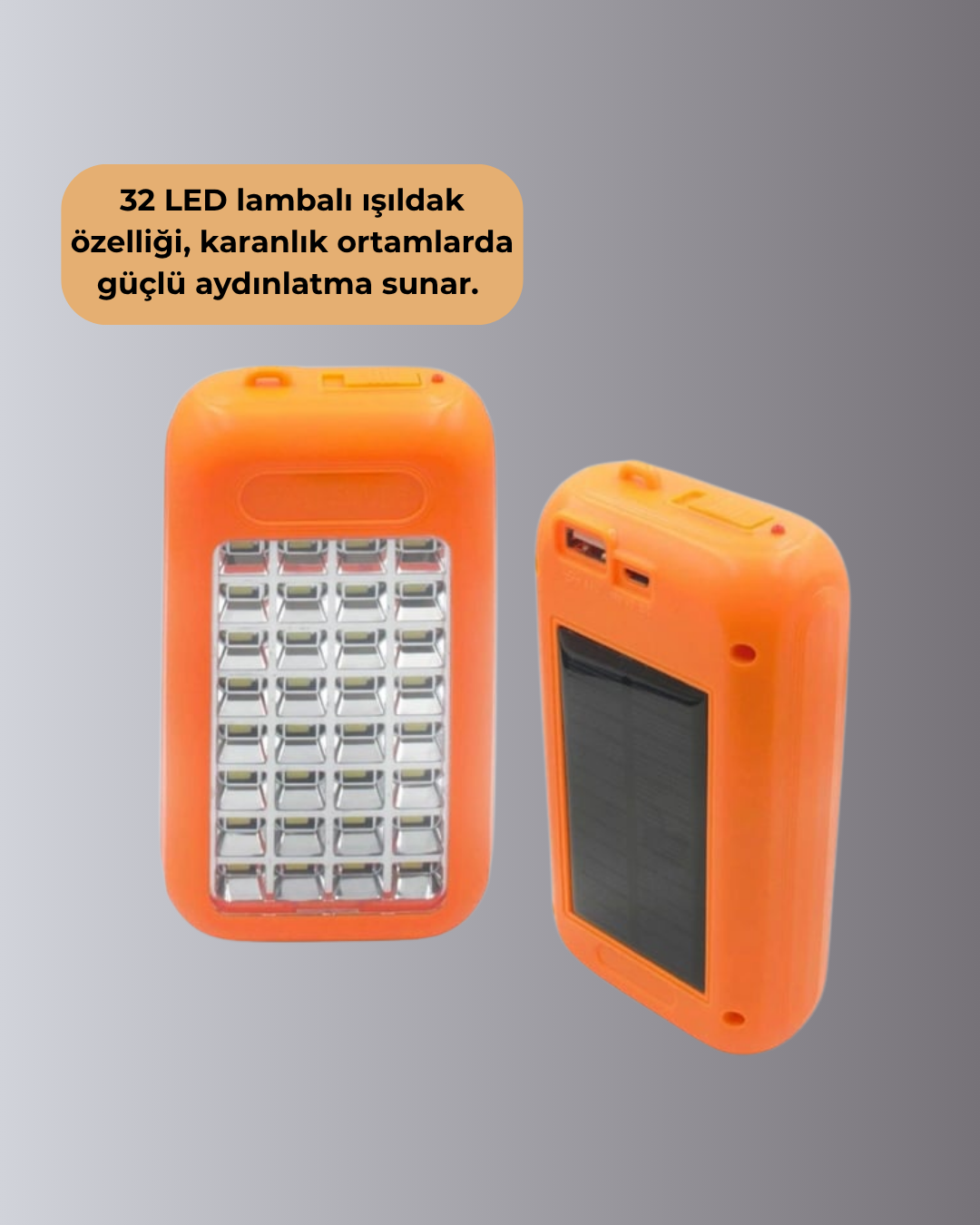 10000 mAh Güneş Enerjili Taşınabilir Şarj Cihazı ve Aydınlatma Cihazı - Görsel 4