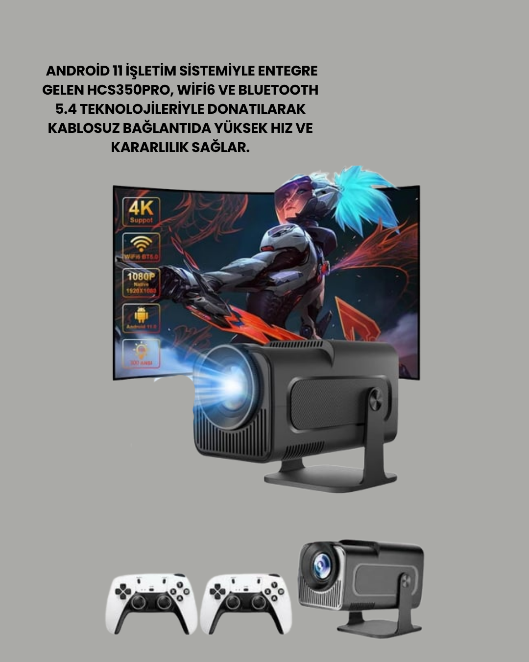 1.5 KG Ağırlığında 4500 Retro Oyunlu Multimedya Projektör - Görsel 2