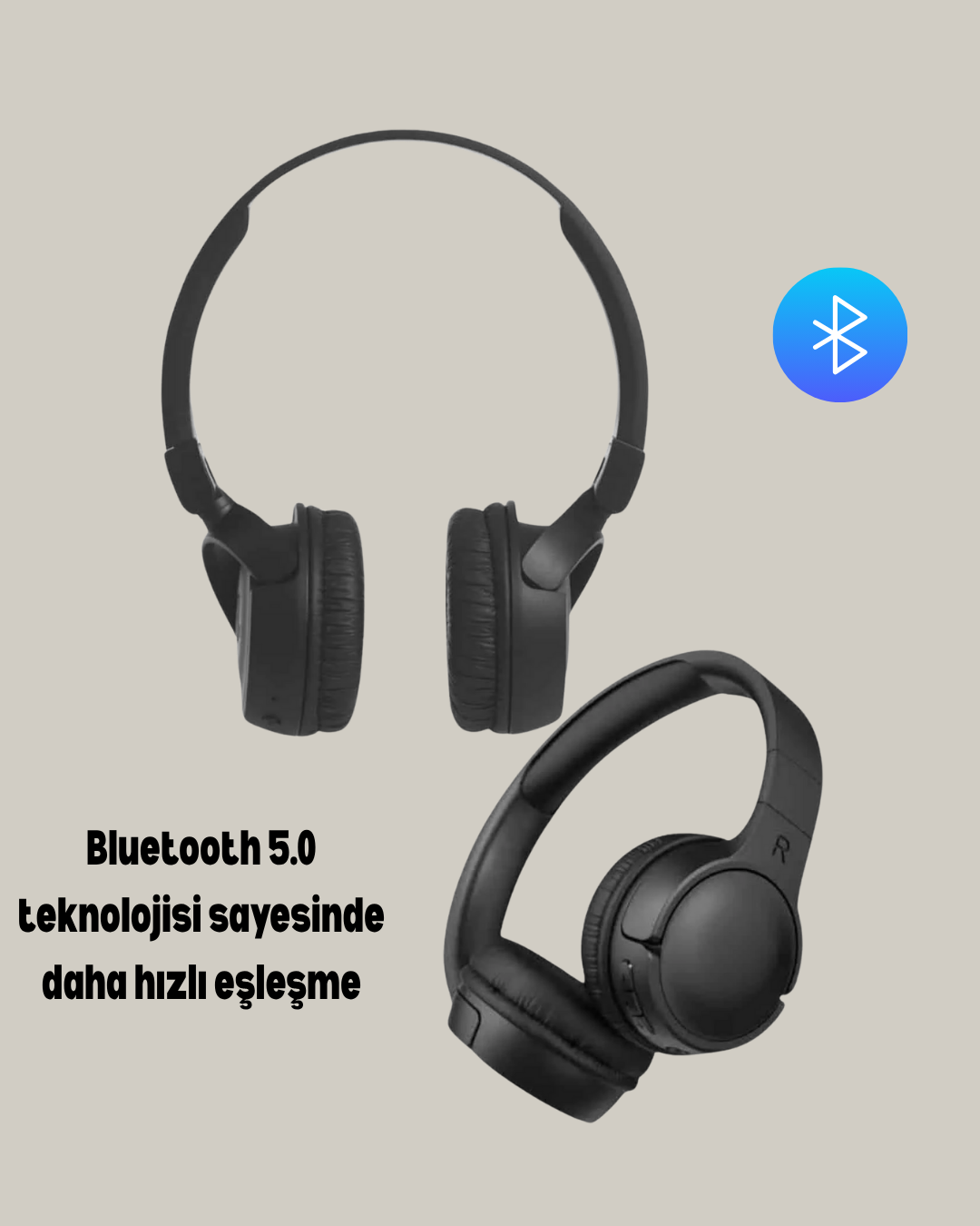 Geniş Frekans Aralıklı Bluetooth Kulak Üstü Kulaklık - Görsel 2