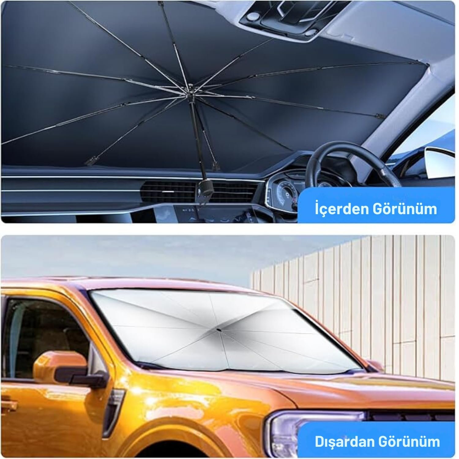 Hyundai i30 Ford Fiesta Seat Ibiza Renault Clio Dacia Duster Uyumlu Oto Şemsiye - Görsel 2